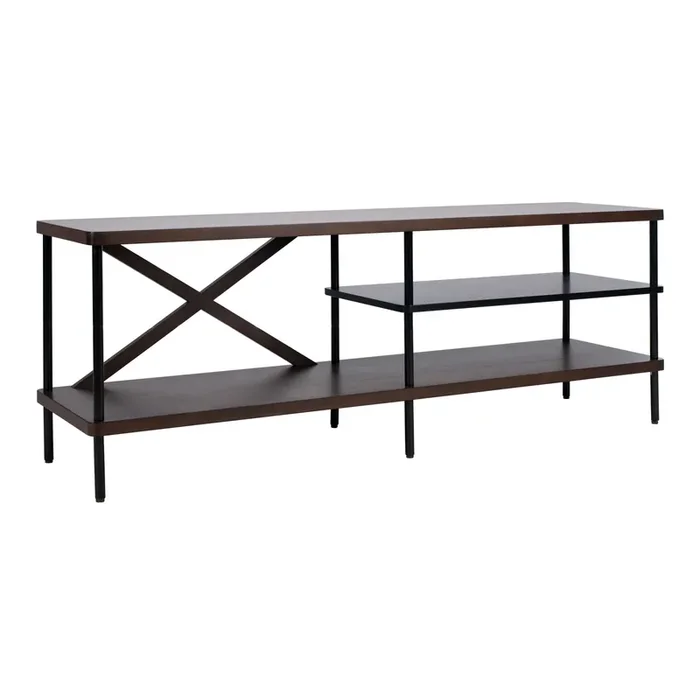 Triton Black Metal and Walnut Media Stand