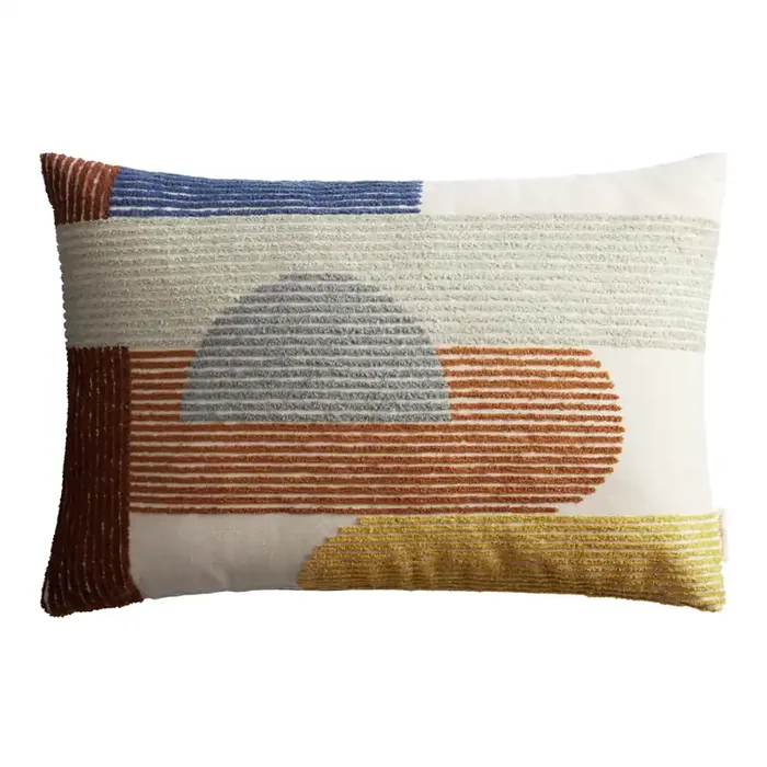 Tufted Modern Geo Print Lumbar Pillow