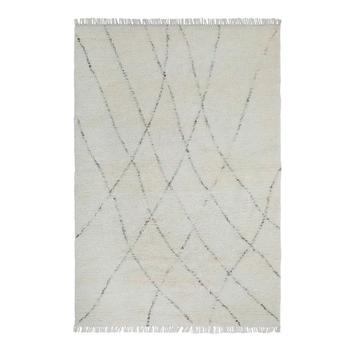 Turin Costero Ivory and Black Diamond Wool Washable Area Rug