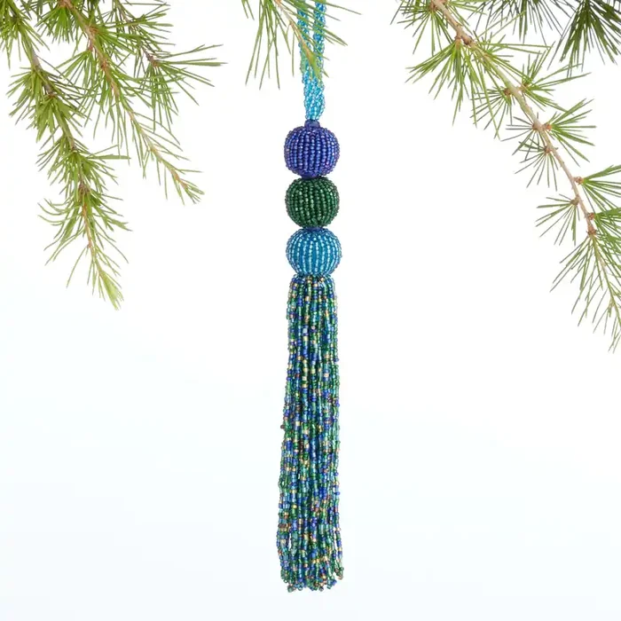 Turquoise Beaded Tassel Ornament