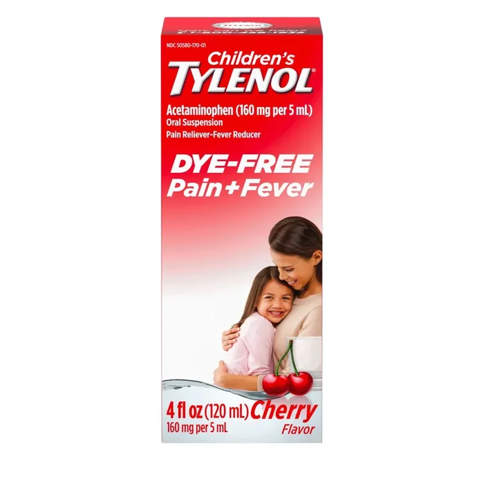 Tylenol Children‘s Tylenol Dye-Free Pain + Fever Relief Liquid – Acetaminophen – Cherry – 4 fl oz