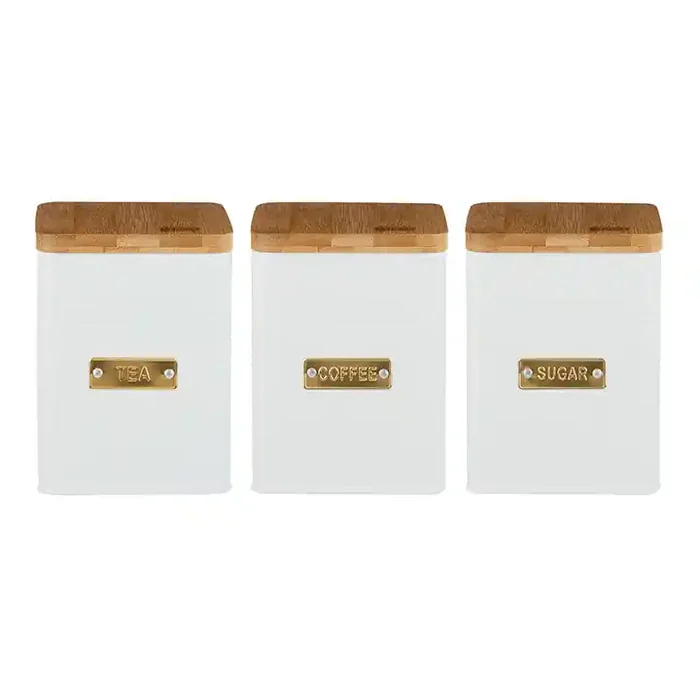 Typhoon Otto Square White Steel Storage Canisters 3 Piece