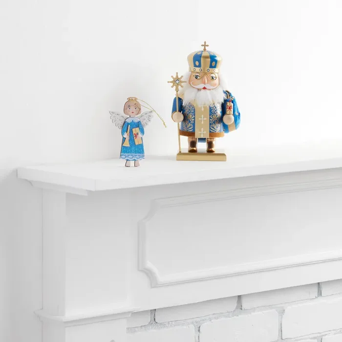 Ukrainian Saint Nicholas Nutcracker And Angel Ornament Set
