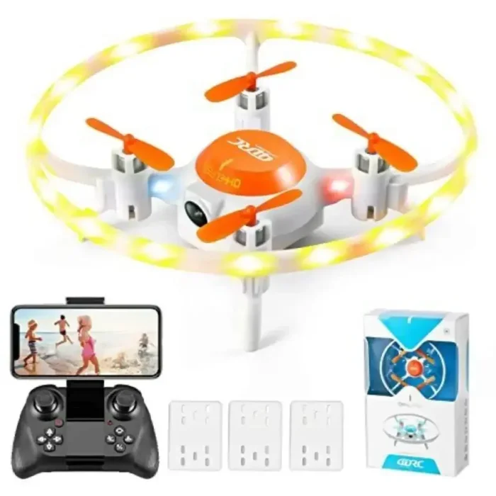 V5 Mini Drone with 720P HD Camera – FPV Live Video | LED Lights, 3D Flips and Propeller Guards 4DRC