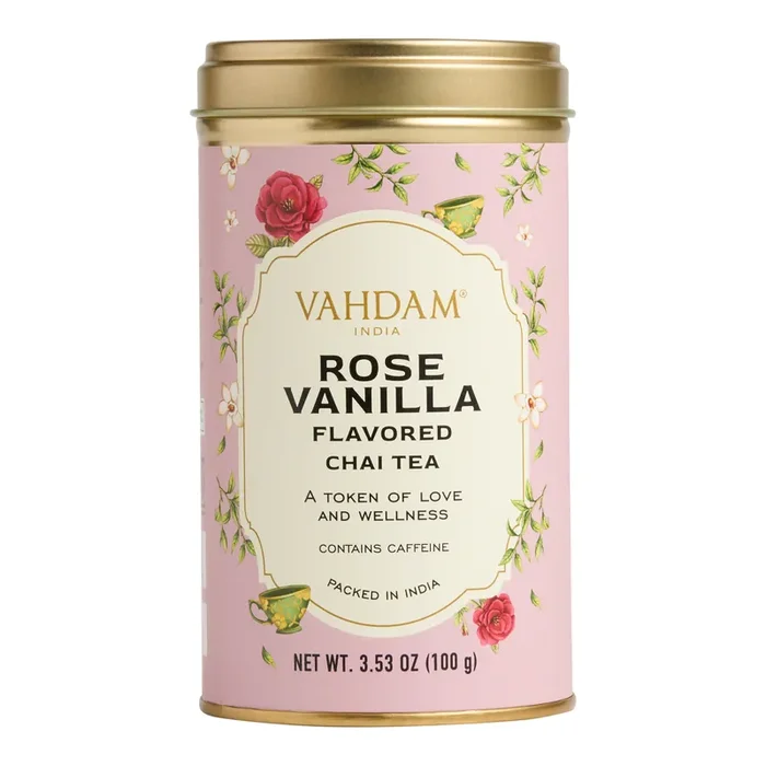 VAHDAM India Rose Vanilla Chai Tea Mix Tin