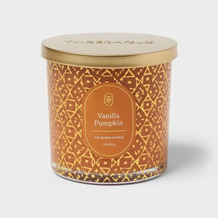 Vanilla Pumpkin Jar Candle Orange Gold 12oz- Threshold™