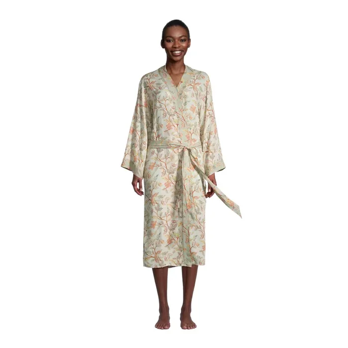 Veda Ivory And Sage Green Jaipur Birds Robe