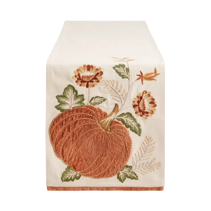 Velvet Pumpkin and Flower Table Runner