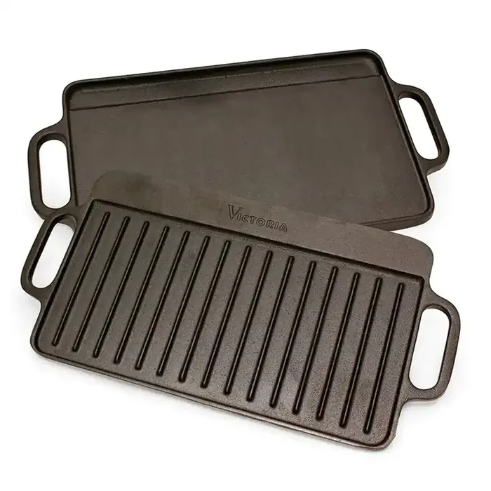 Victoria Cast Iron Griddle Reversible NS 8″ x 13.5″