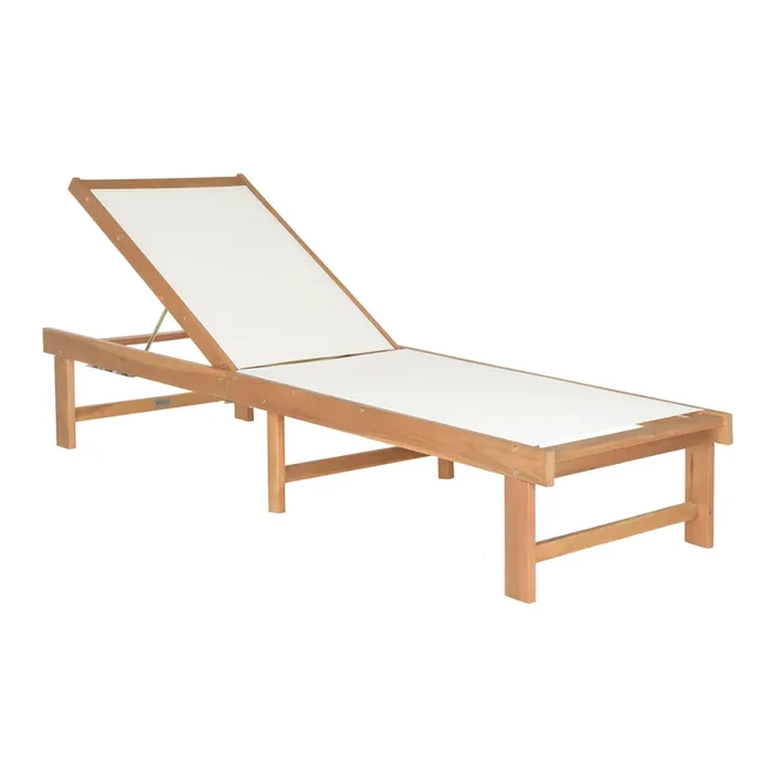 Virden Acacia Wood and Textilene Outdoor Chaise Lounge