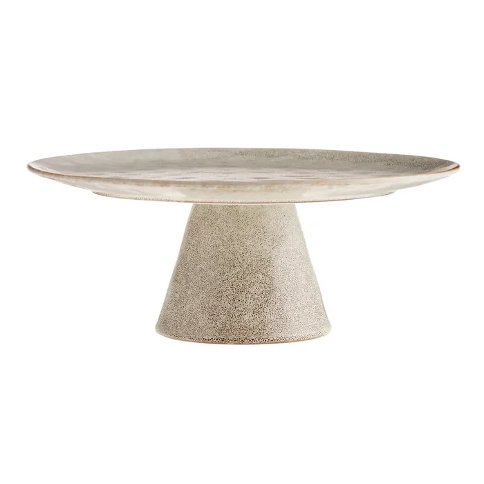 Vita Ivory And Brown Reactive Glaze Cake Stand