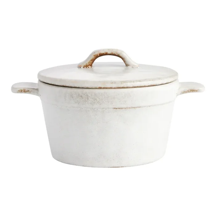 Vita Mini Ivory And Brown Reactive Glaze Cocotte Dutch Oven