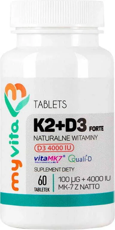 Vitamin K2 + D3 FORTE D – 3 4000iu und K2 100µg 60 MYVITA Tabletten