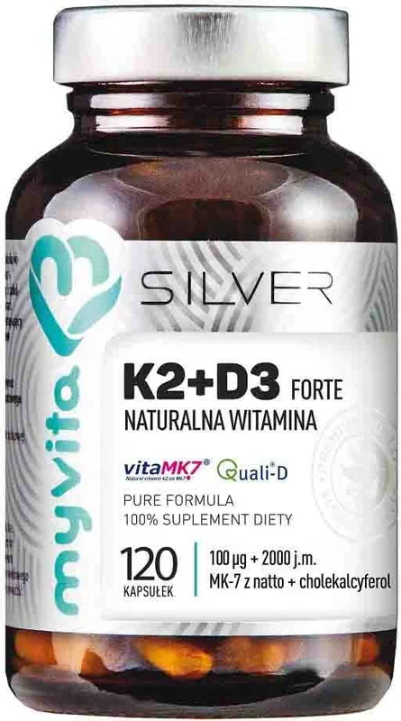 Vitamin K2 K – 2 + D3 D – 3 2000iu 120 Kapseln MYVITA SILVER PURE