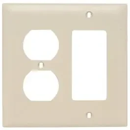 Wall Plate, 2-Gang, Decorator & Duplex, Ivory Nylon