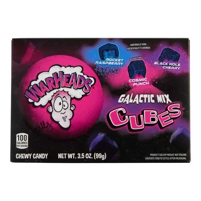 Warheads Galactic Mix Cubes Chewy Candy Theater Box