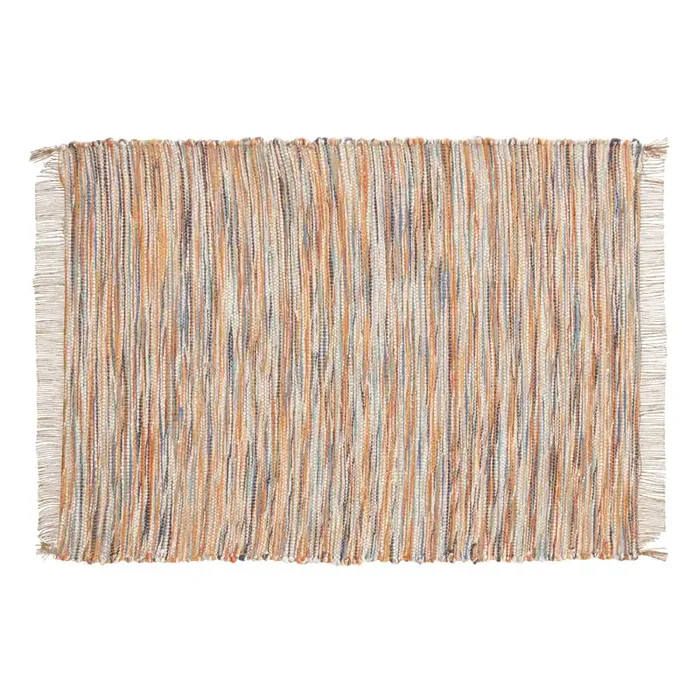 Warm Multicolor Chindi Placemats with Fringe Set of 2