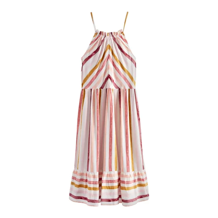 Warm Stripe Estrella Halter Dress
