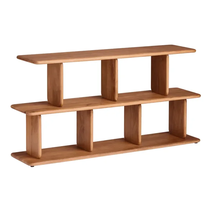 Warner Low Natural Mango Wood Modern Bookshelf