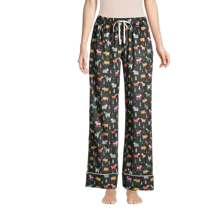 Washed Black Holiday Pups Fleece Pajama Pants