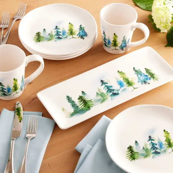 Watercolor Winter Tree Dishware Collection