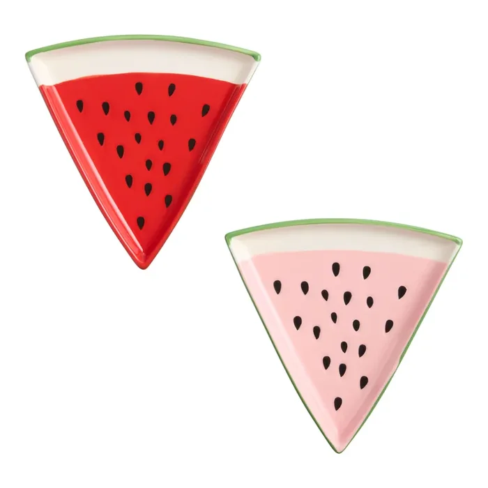 Watermelon Slice Figural Appetizer Plate Set of 2