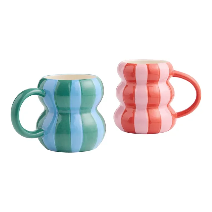 Wavy Bubble Stripe Hand Painted Ceramic Mug