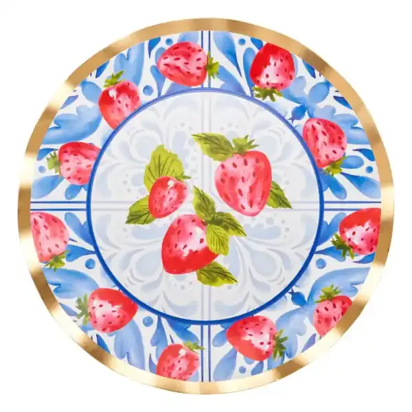 WAVY DINNER PLATE BLEU STRAWBERRIES
