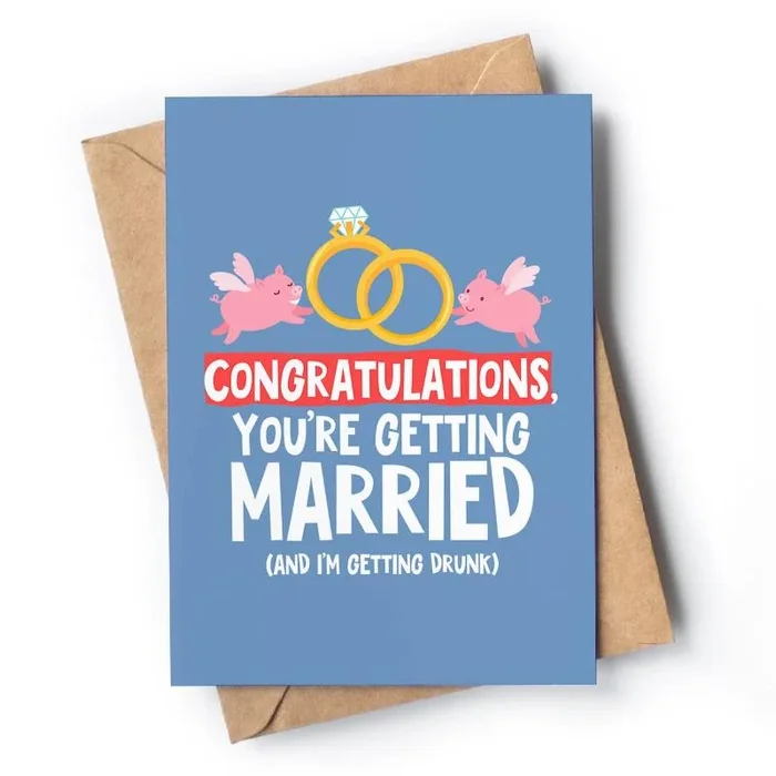 Wedding Humourous Design Card And Envelope