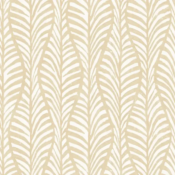 White And Clay Block Print Leaves Peel And Stick Wallpaper