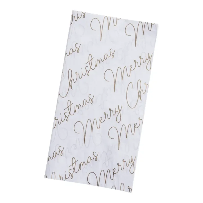 White and Gold Merry Christmas Script Tissue Paper