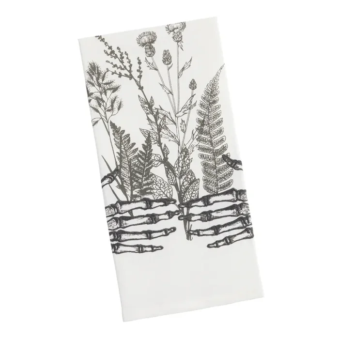 White And Gray Skeleton Hands Kitchen Towel