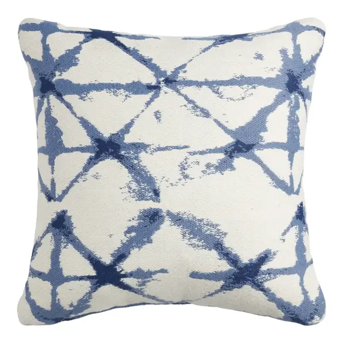 White And Indigo Blue Shibori Jacquard Throw Pillow