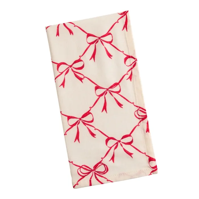 White and Red Bow Napkin