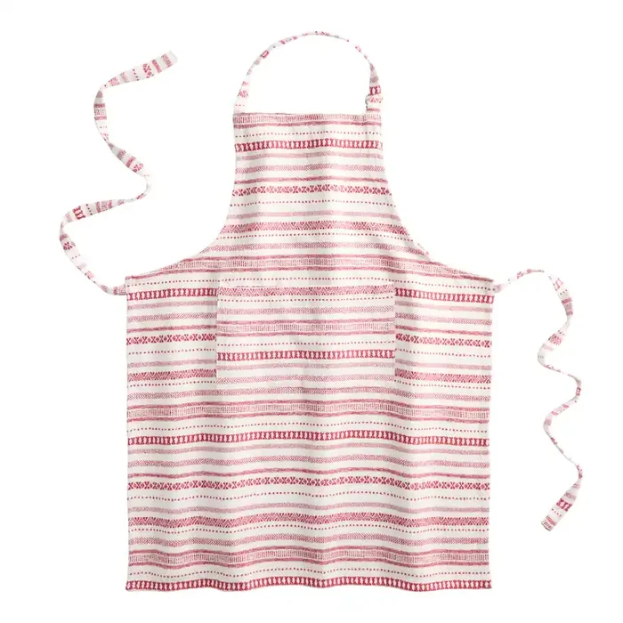 White and Red Fair Isle Jacquard Apron