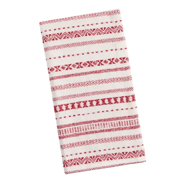 White and Red Fair Isle Jacquard Napkin