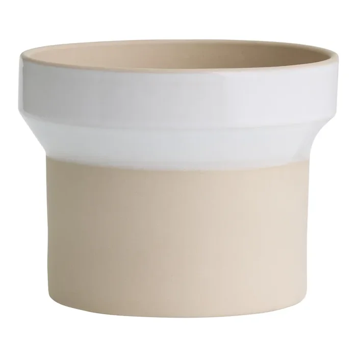 White Banded Stoneware Planter