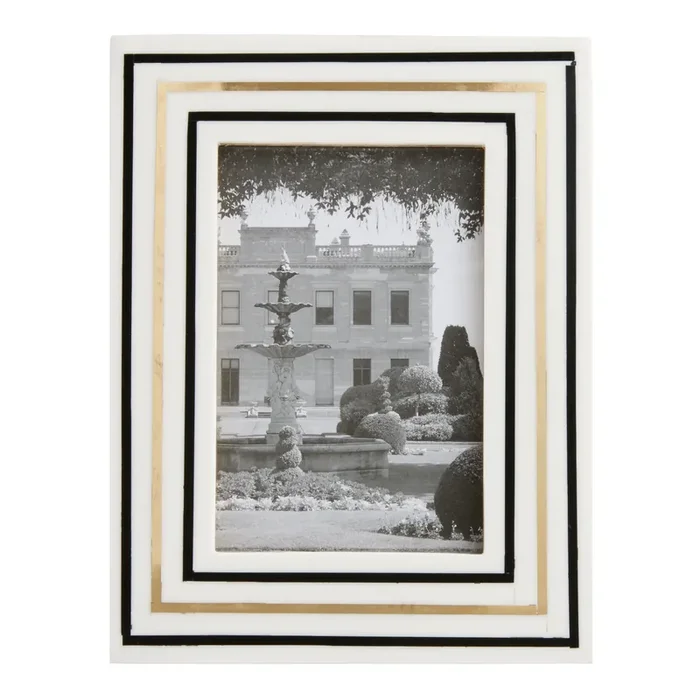 White, Black and Brass Inlay Stripe Frame