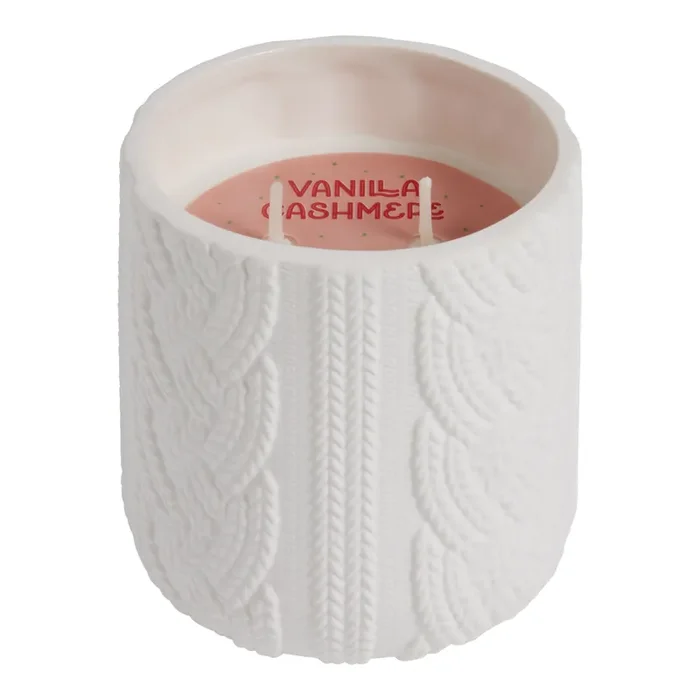 White Cable Knit Vanilla Cashmere Scented Candle