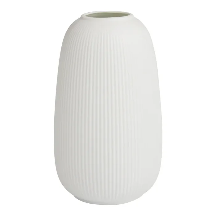 White Ceramic Fluted Vase