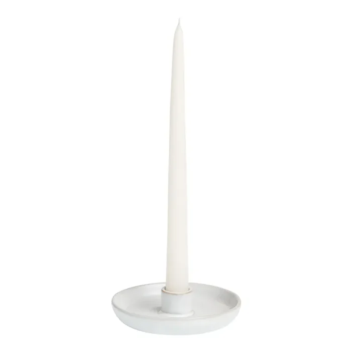 White Ceramic Saucer Taper Candle Holder