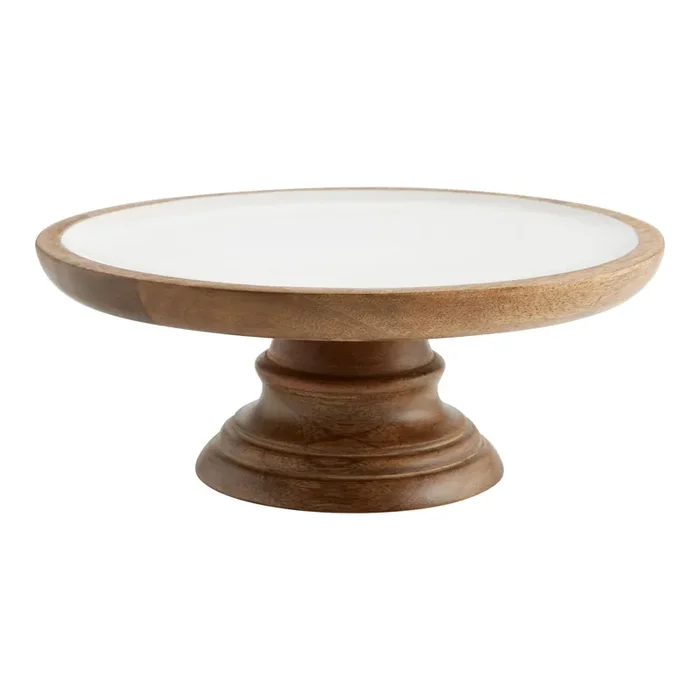 White Enamel Wood Cake Stand
