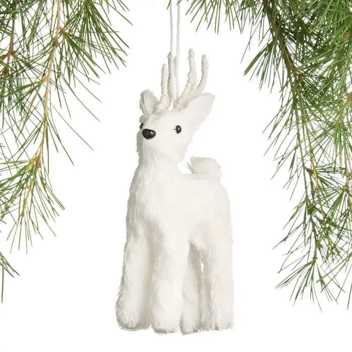 White Fabric Icy Deer Ornament