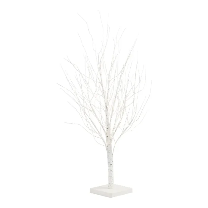White Faux Birch Plug In LED Tree Decor