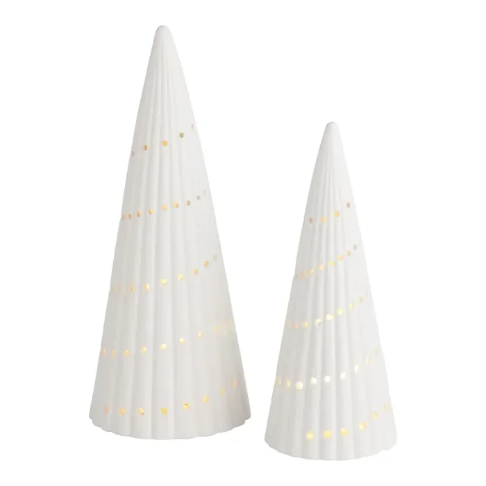 White Fluted Ceramic LED Battery Operated Tree Decor