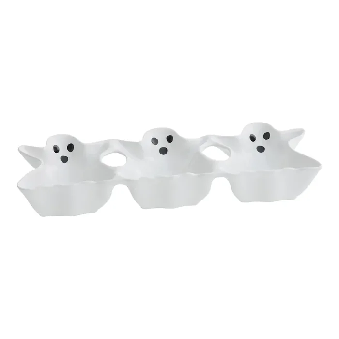 White Ghost Trio Ceramic Figural Serving Dish