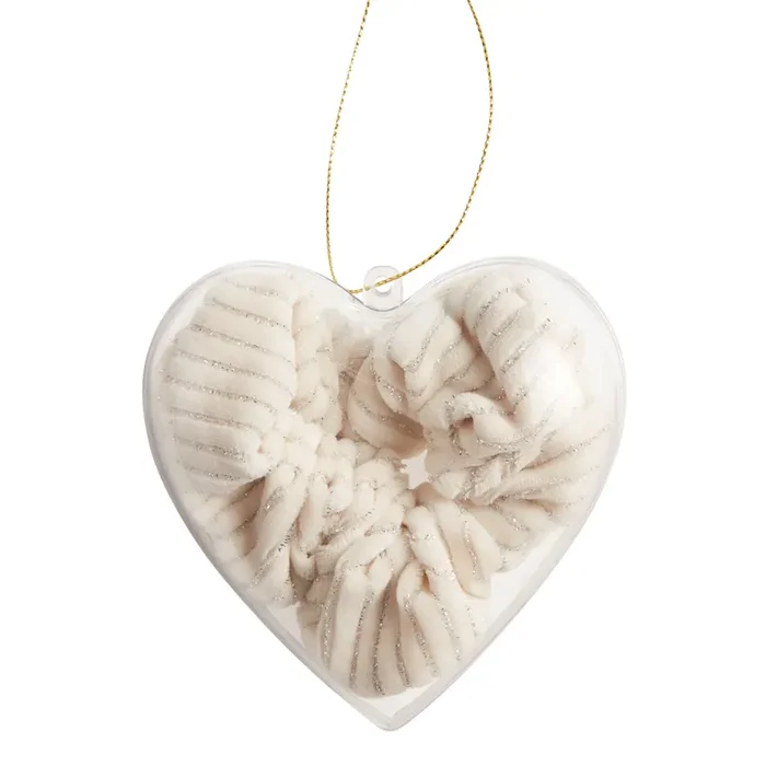 White Hair Scrunchie With Heart Ornament