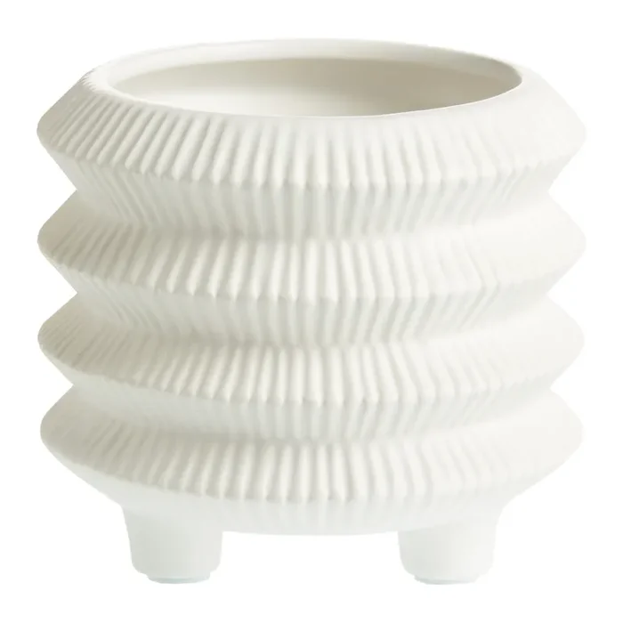 White Lantern Ceramic Footed Planter