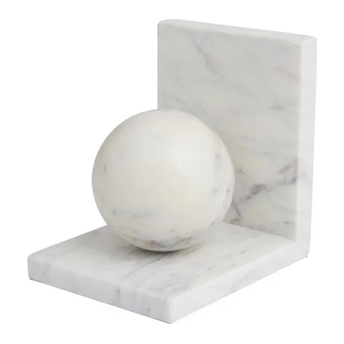 White Marble Ball Bookends