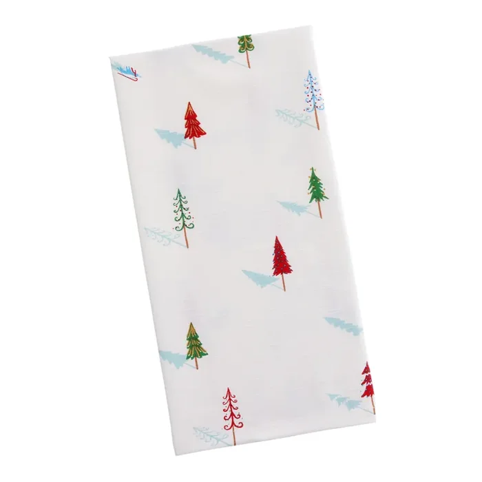 White Multicolor Holiday Tree Kitchen Towel